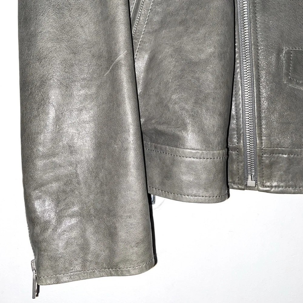 Marc Jacobs Biker/Motorcycle Leather Jacket Gray - Picture 3 of 9